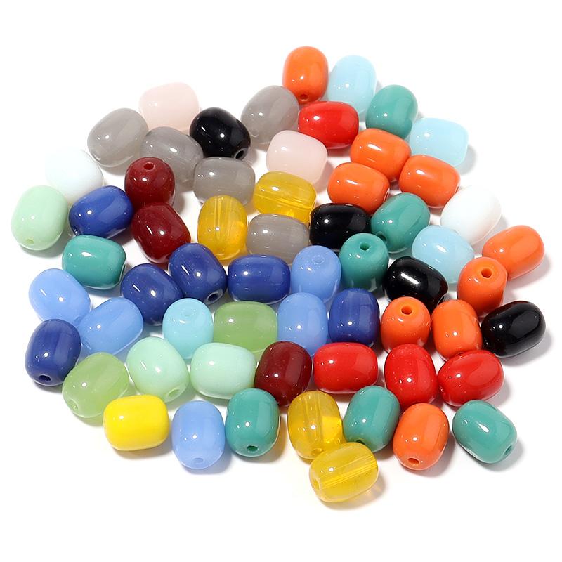 30pcs Oval Cylindrical Glass Beads Solid Color Loose Spacer Beads For Jewelry Making DIY Bracelet Necklace Earrings Accessory