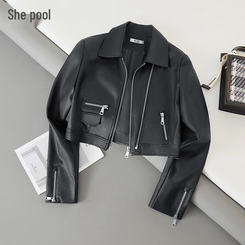 

Women s Autumn Motorcycle Style Zipper Jacket XL