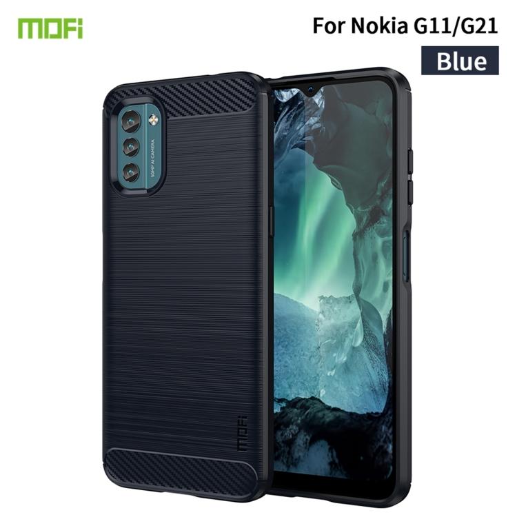 Für Nokia G11 / G21 MOFI Gentleness Series Gebürstete Textur Kohlefaser Weiche TPU Hülle