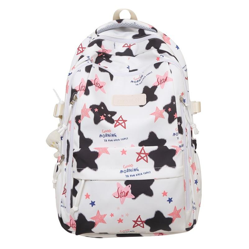 Backpack Middle and high school student schoolbag Large capacity personalized girl heart print travel Outdoor leisure backpack