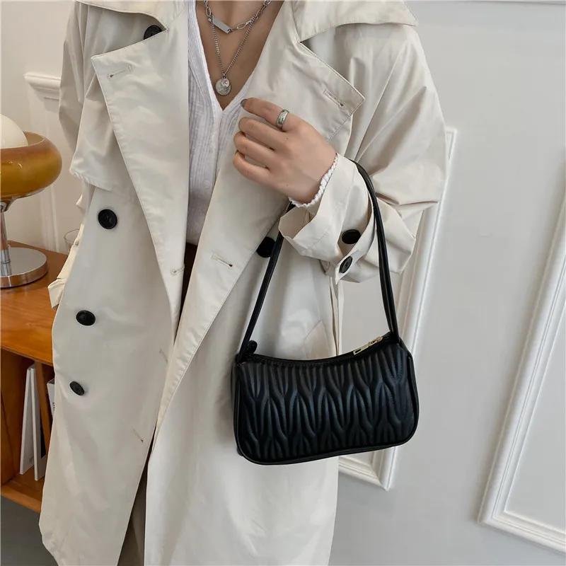 Pu Leather Fashion Ladies Shoulder Bag New Underarm Bag Solid Color Shoulder Small Square Bag Handbag Bolsos Para Mujer