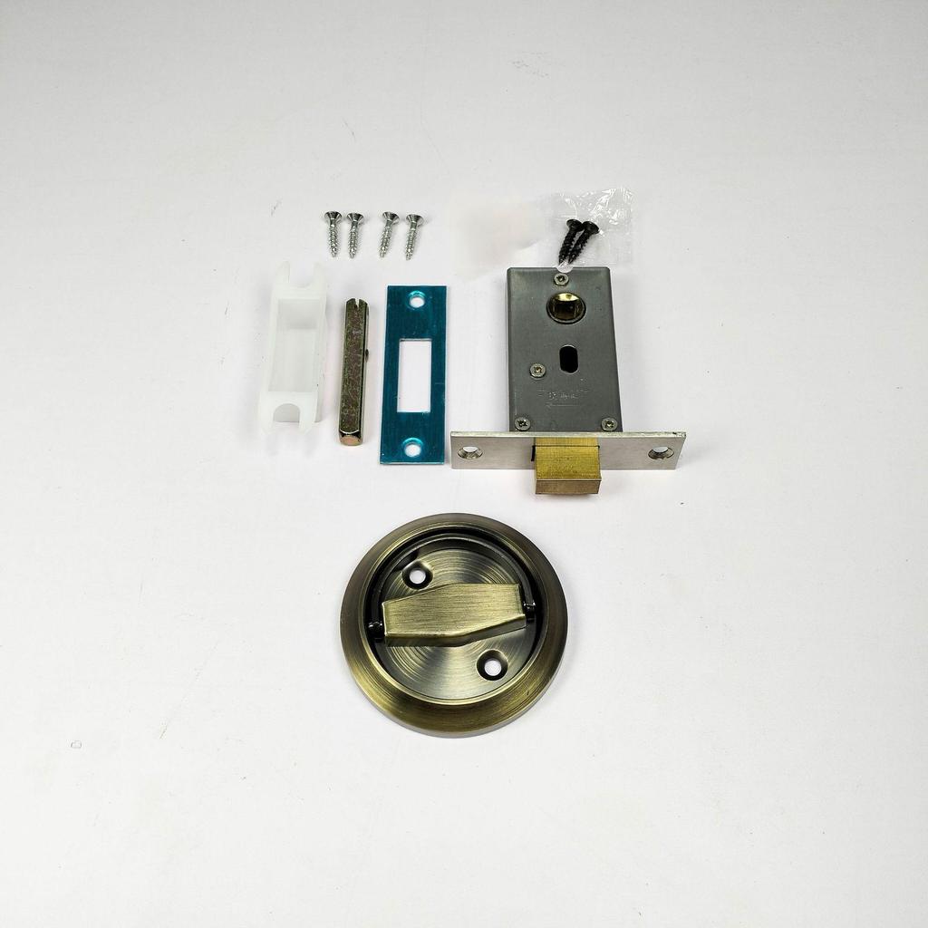Stainless Steel Invisible Door Lock with Pull Ring, Single/Double-Sided Mounted Round Handle.