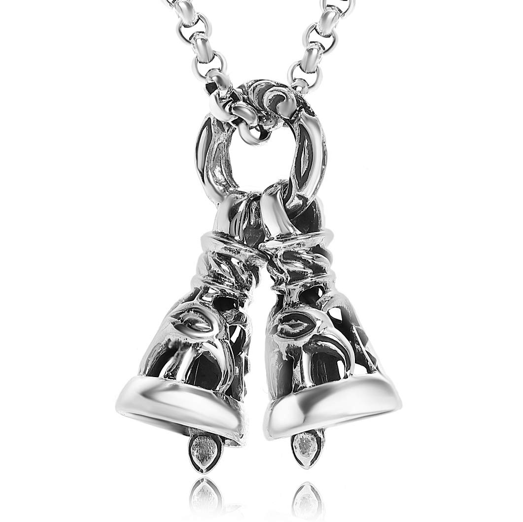 

Ожерелье Twin Bell Double Bell Bell Серебряный кулон 925 пробы Стальная цепь [SOWAKA] Мужская (Нержавеющая сталь 45см)