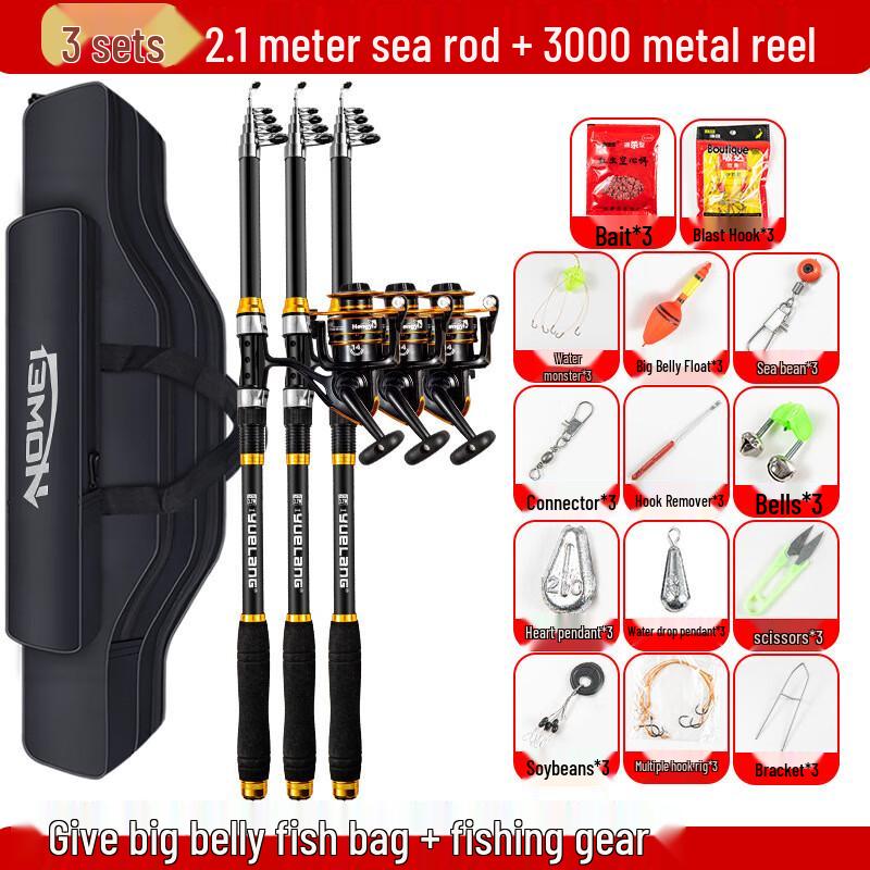 HEIXIE Outdoor Sea Fishing Rod Combo Set
