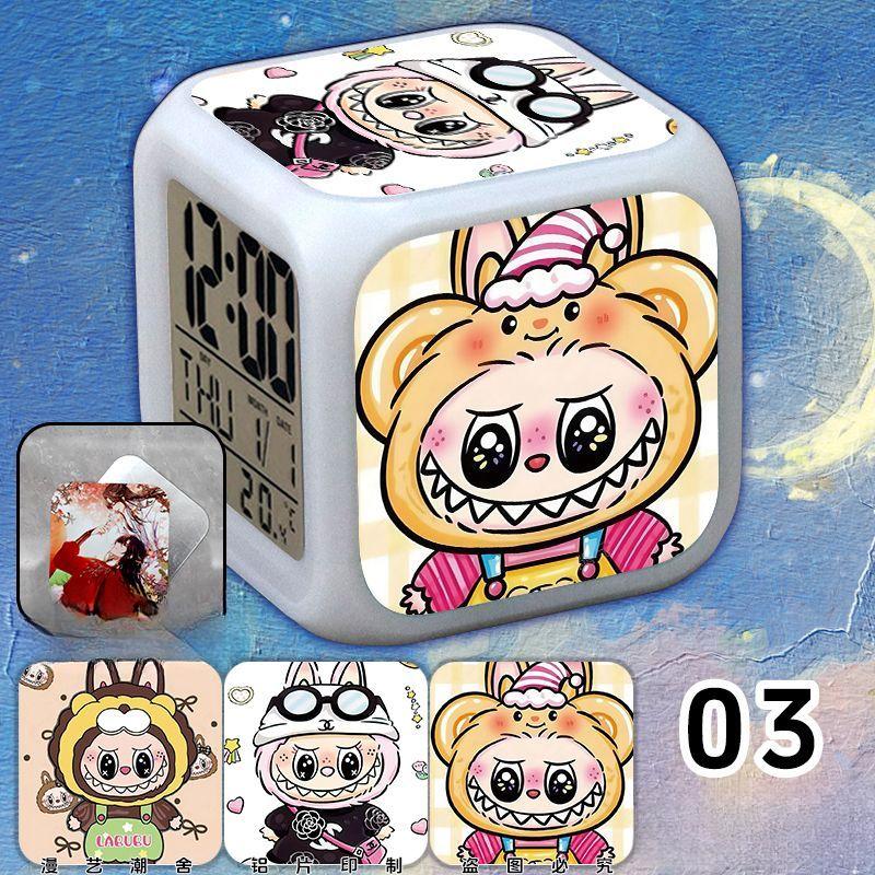 Cute  Electronic Alarm Clock with Seven-color Luminous Night Light Alarm Clock