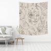 Abstract Woman Face Tapestry Floral Leaves Butterfly Art Line Lady Beige Black Flower Aesthetic Modern Sketch Minimalist Simple