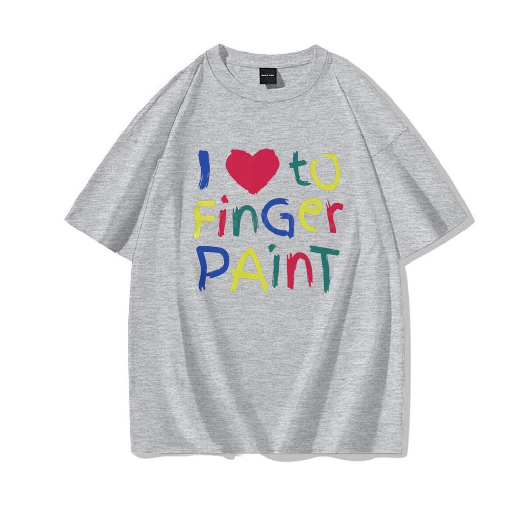 Valentinstag Partner Outfits Ich liebe es, mit den Fingern zu malen Ich bin Farbe T-Shirt Niedliches Herz Bunter Buchstaben Design Partner Shirt