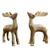 Golden Aluminium Christmas Reindeer Figurine Statue 2 Pcs | Reindeer Showpiece for Tabletop, Bookshelf, Desktop, Cabinets, (Jewellery Not Included)