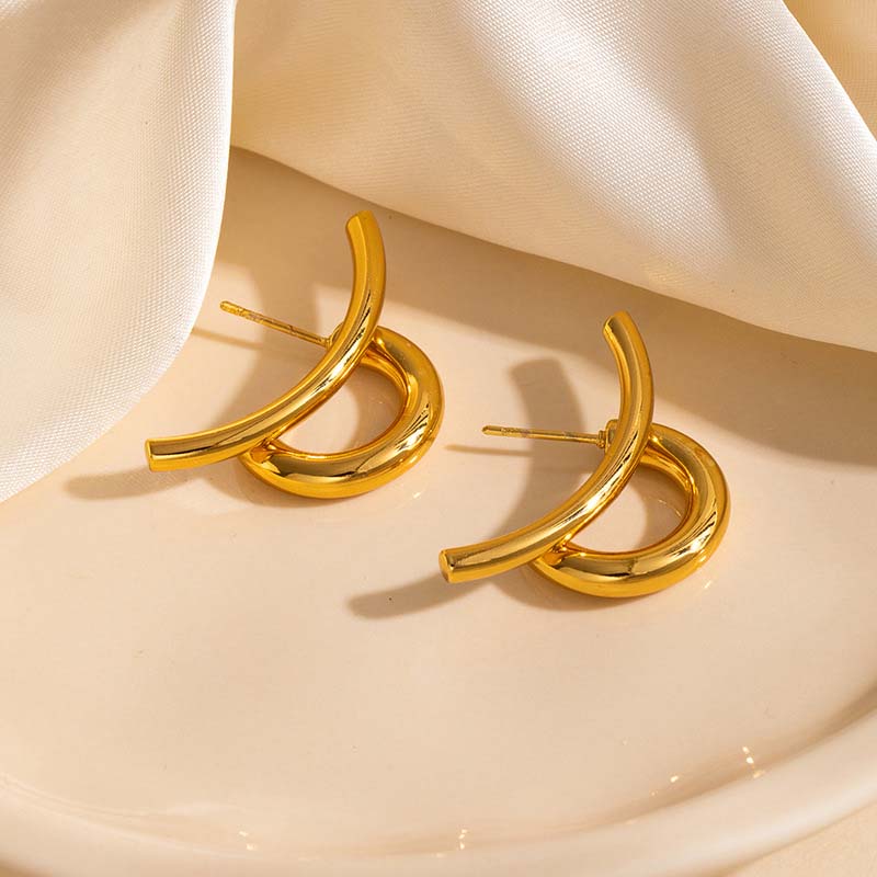 Stainless Steel Metal Line Stud Earrings for Women Fashion Gold Silver Color C-shape Geometric Earrings Jewelry Gift 2026