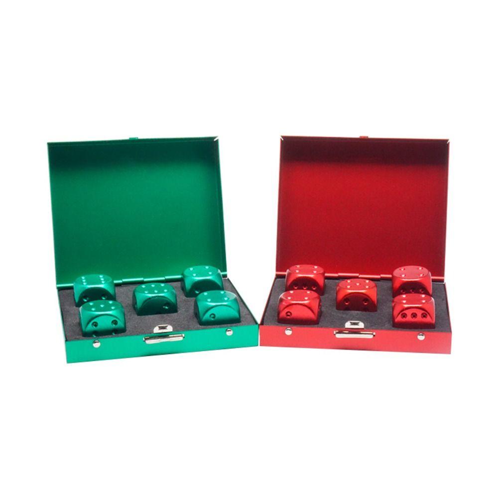 with Case 5 in1 Metal Dices Aluminum Zinc Zinc Alloy Rounded Corners Dice Set Metal Solid Dice  Bar Supplies