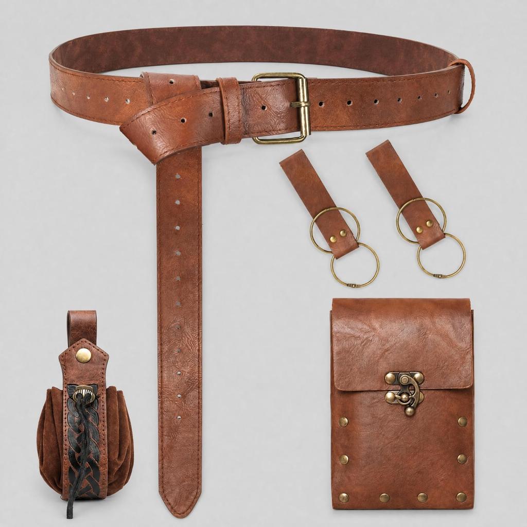 Adjustable Faux-Leather Cosplay Waist Belt Multifunctional with