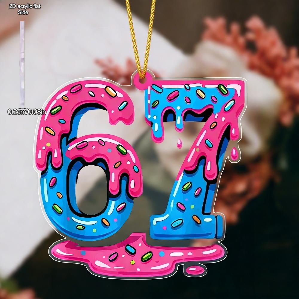 Valentine's Day 67 Number Hanging Ornament, Couples Gift, Decor - No Electricity Needed, Romantic Decorative Piece with 67 Shape, Nurseries, Vintage H