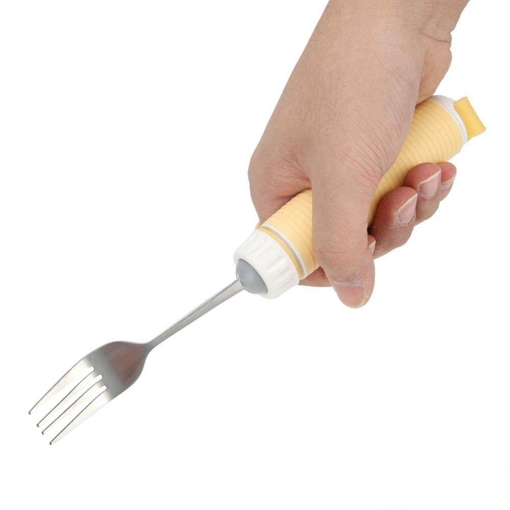 Silicone Handle Anti Tremor Fork Metal Main Adaptive Fork Disabled Utensils Home Nursing Care