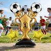 5Pcs Soccer Theme Foil Balloon Set, Jumbo Standing Champion Trophy & 2Pcs Football Trophy Mylar Balloons, Golden Star Balloons,