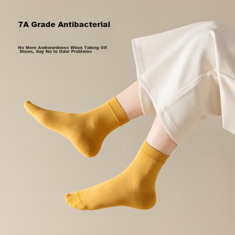 Mid-Calf Socksn, 100% Pure Cotton, All-Season Style, Comfortable And Breathable, Seamless, 7A High-Elastic Cotton Socks, Soft And Sweat-Absorbing