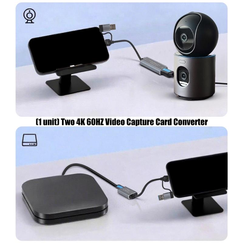 4K Video Capturing Card Type C+USB to HDTV Video Grabber Recorder for Game Camcorder Camera Recording Live Streaming