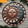 Metal Wall Art Sun Moon Stars 8x8 Inch Tin Sign for Garden Patio Outdoor Indoor Decor