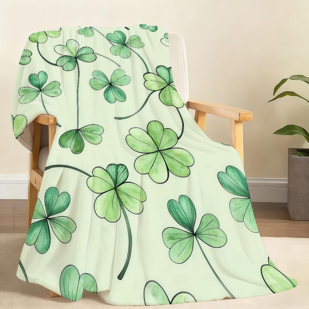 Lucky Four-Leaf Clover Blanket Soft Throw Blanket for Home Bedroom Bed Sofa Picnic Travel Office Rest Cover Blanket Gift