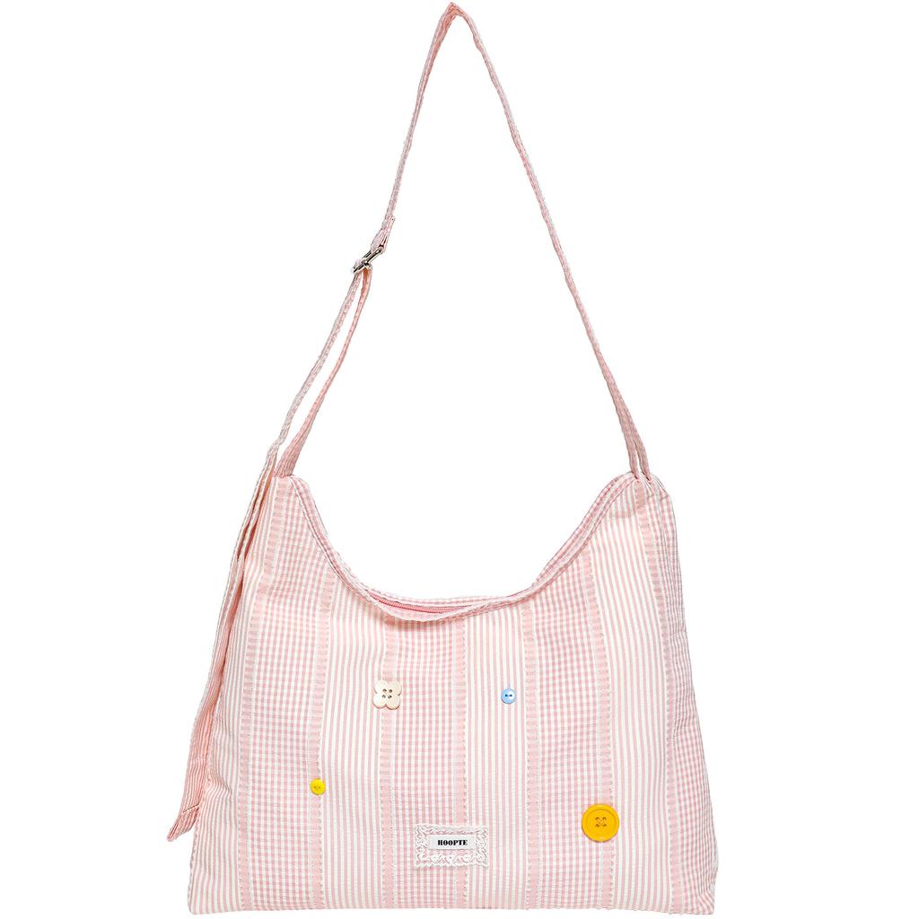 Checkered Single-shoulder Bag, Fabric Bag, Casual Girl Tote Bag