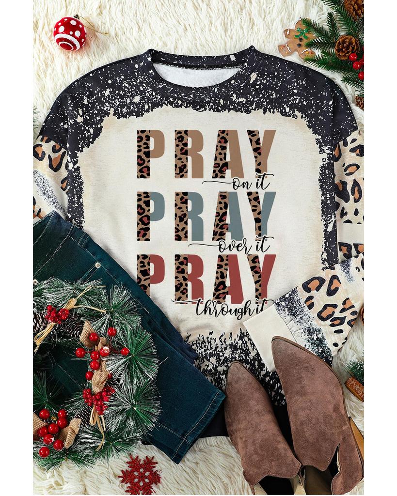 Azura Exchange Leopard Bleached Color Block Sweatshirt