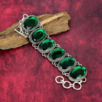 Chromdiopsid 925 Sterling Silber Schmuck, handgemachter wunderschöner Edelsteinschmuck, hübsches Diopside Armband für Frauen