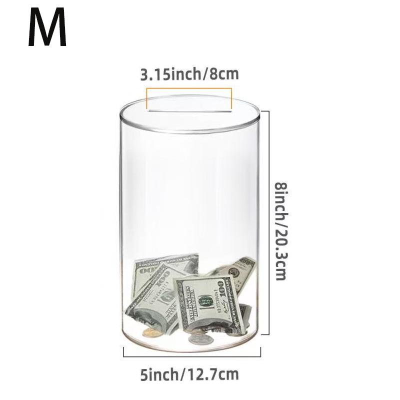 Transparent Acrylic Circular piggy bank Thickened material high-capacity Paper currency hardness storage box Children's Gift