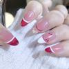 2026 New Year Red French Cherry Polka Dot Cat Eye Manicure - Cute, Handmade, Long Style Nails
