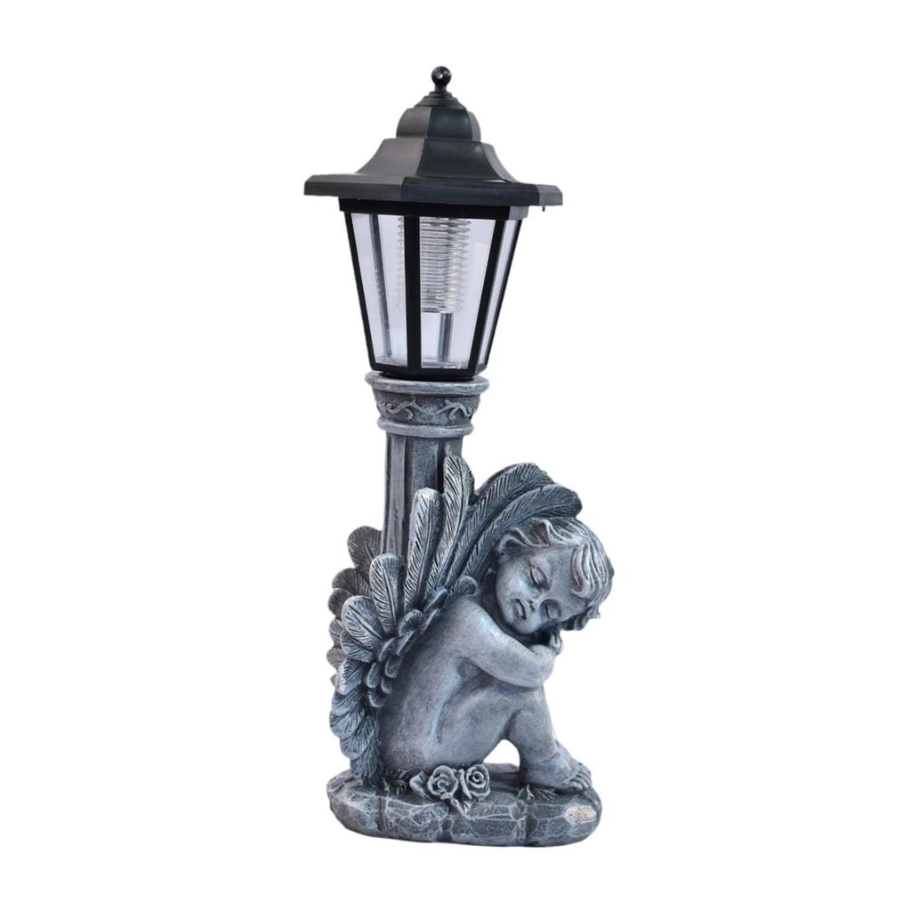 Resin Angel Solar Lamp Easy to Use Statue Modern Decorative Statuette for Garden Decoration Outdoor