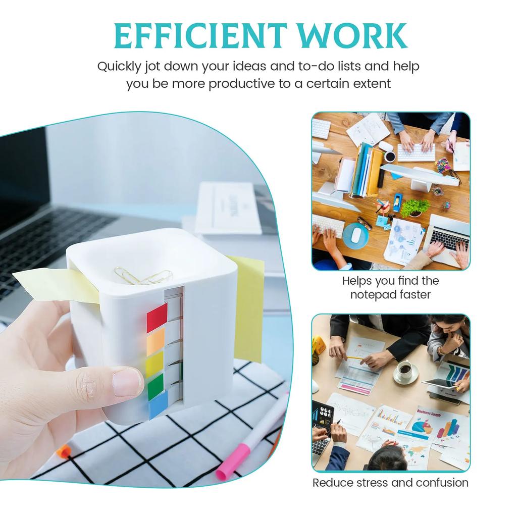 Multifunctional Sticky Note Dispenser Plastic Sticky Note Holder White Sticky Note Container Office Supplies for Office Desk