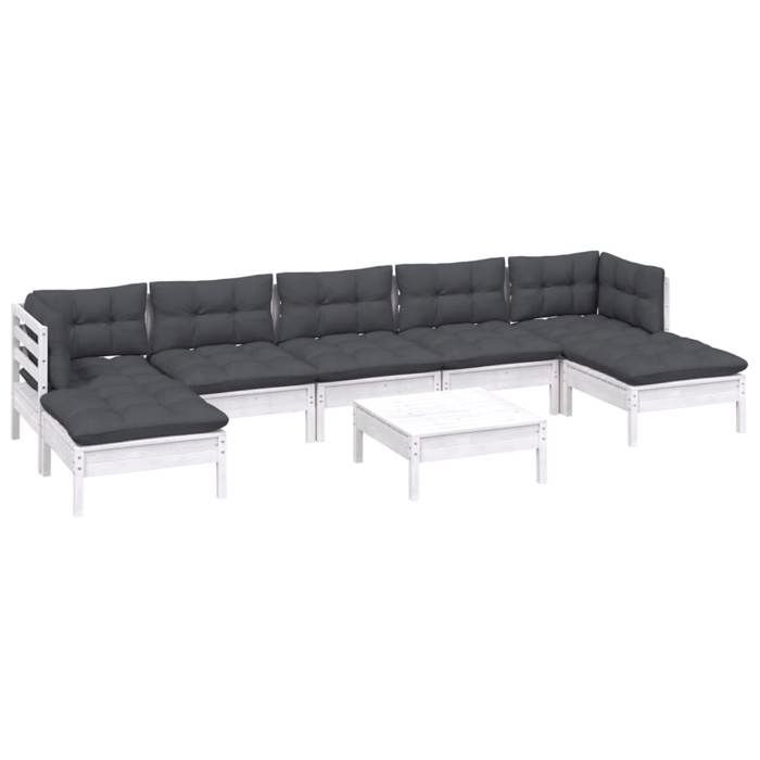 VidaXL Solid Pine Wood Garden Lounge Set 8 Pcs with Cushions Patio Furniture Outdoor Furniture Garden Furniture 3097098
