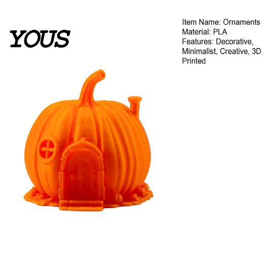 Holiday Atmosphere Tabletop Display 3D Printed Pumpkin House Ornament for Halloween, Miniature Fairy Tale Cabin Creative Halloween Party