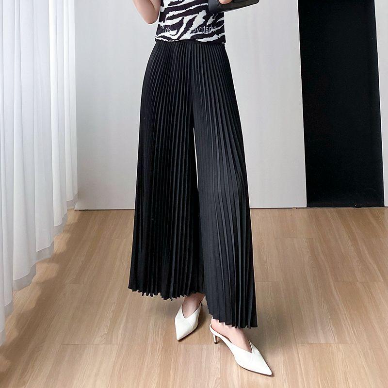 Pantaloni gonna comodi casual larghi a gamba larga da donna, estivi, design plissettato con effetto fluttuante