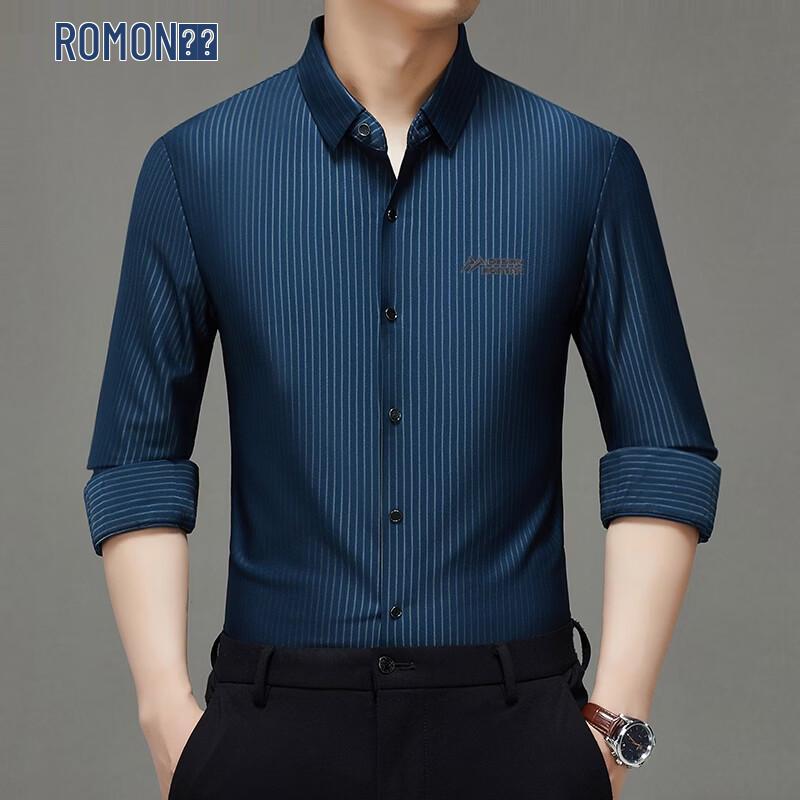 

ROMON Men s Casual Striped Long Sleeve Shirt 50