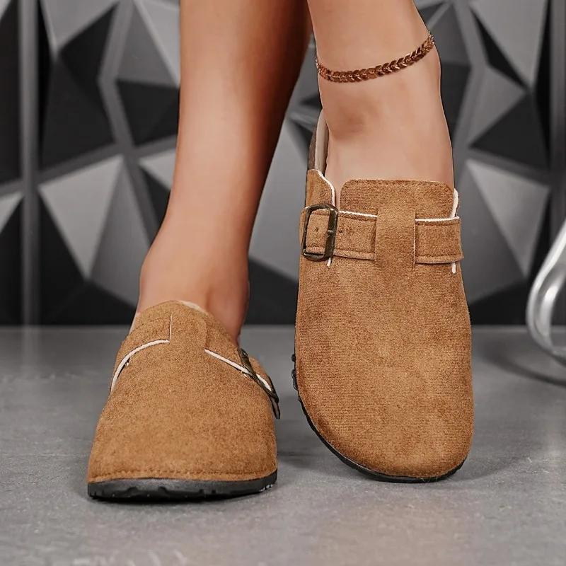 Fashion Shoes for Women 2025 Closed Toe Women's Slippers Fashion Belt Buckle Casual Slippers Women New Outdoor Best Seller Flat Slippers