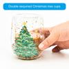 Drinking Cup with Christmas Tree Sparkles Double Walled Sparkling Christmas Tree Glass Mug for Warm Beverages