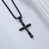 Vintage Punk Titanium Steel Cross Necklace Men's Niche Personality Trend Wear Stainless Steel Pendant Accessories