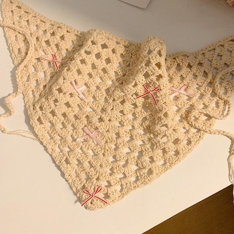 Crochet Hair Bandana Headbands Knitted Bowknot Head Scarf Festival Headwrap