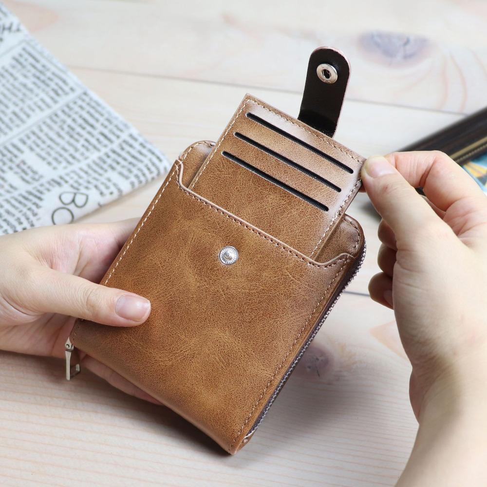 Solid Color Men Short Wallet External Male Wallet Vintage Business Card Bag  Outdoor