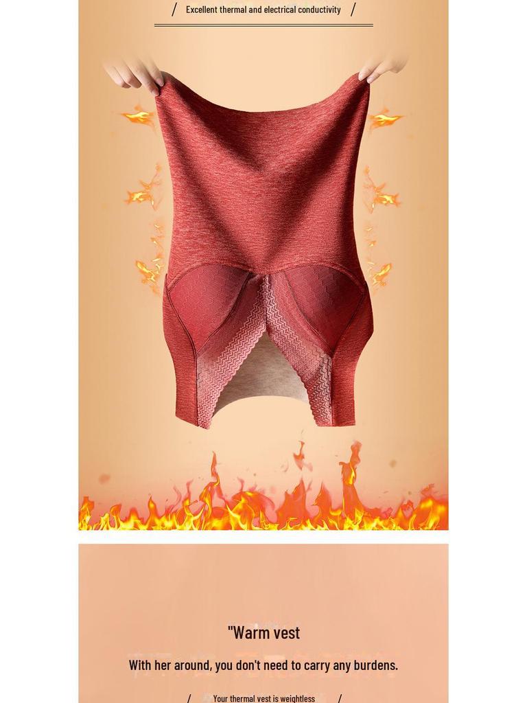 Elegant Velvet Lace V-Neck Women's Warm Vest with Fixed Cups and Silk Cashmere Base