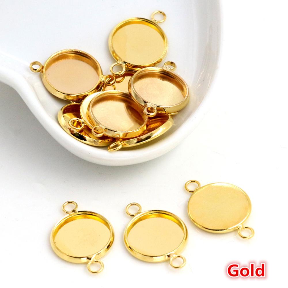 High Quality  10mm 12mm 14mm 16mm 18mm 20mm Inner Size Double Loops Iron Cabochon Base Cameo Setting Charms Pendant