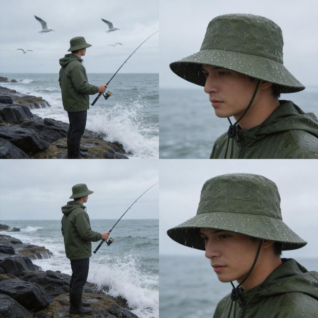 Outdoor Summer Fishing Hat With Sun Protection Waterproof Breathable Nylon For Hiking And Camping