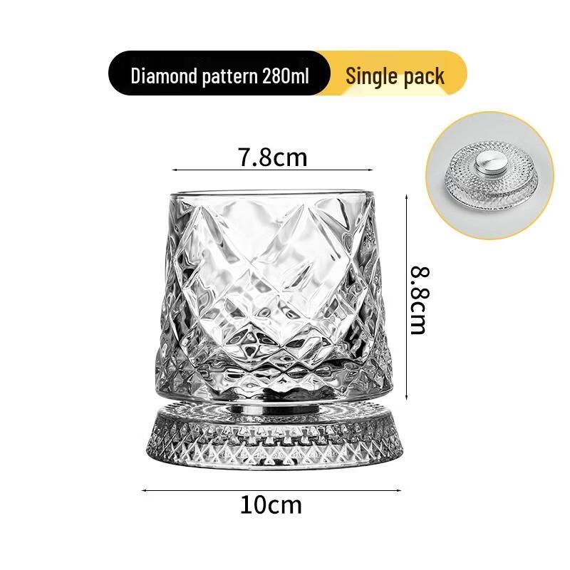 JINGRX Crystal Rotating Whiskey Glass