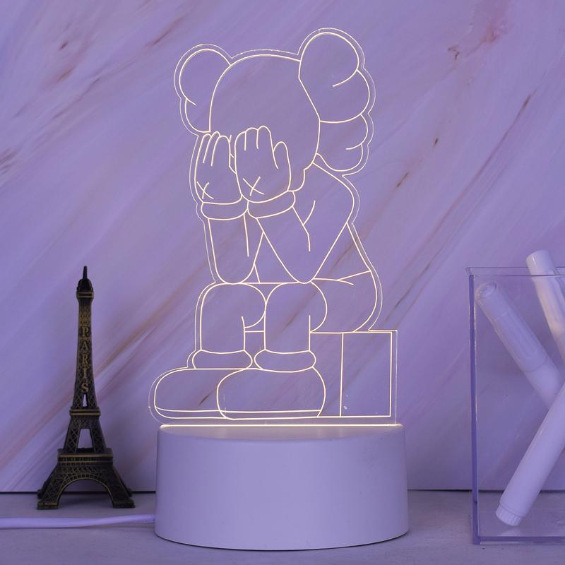 Customize Acrylic 3D Illusion LED Warm White Night Light for Living Room Kids Bedroom Decorative Lamp with USB Power