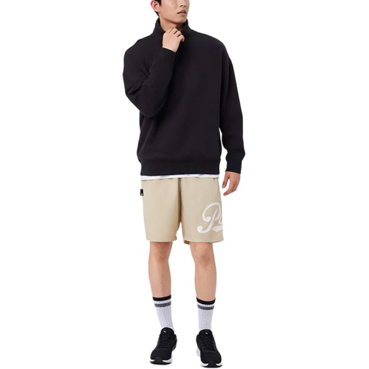 PUMA Retro Sports Casual Half Zip Semi Open Collar Fleece Lined Sweatshirt Unisex Black 632293-01
