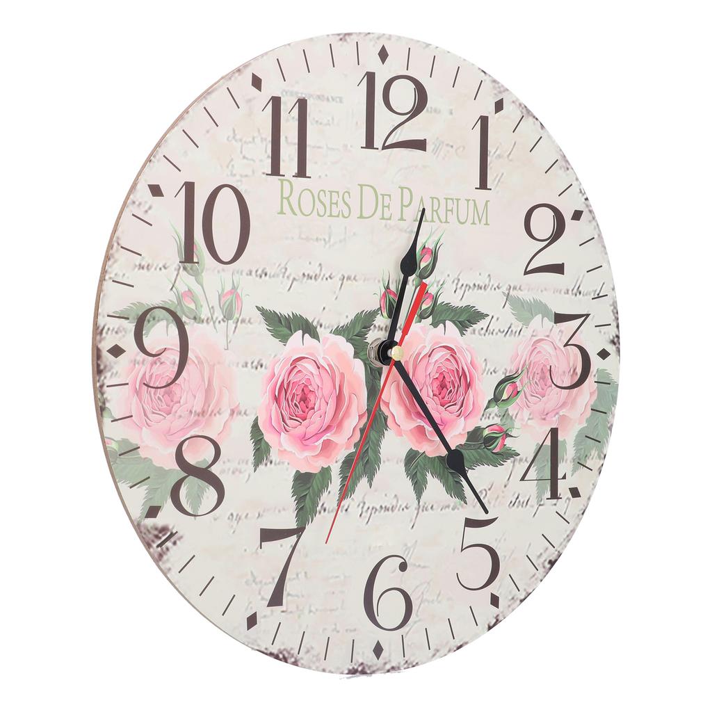 Holzuhr Einfach Langlebig Leise Genau Retro Runde Wanduhr für Wohnzimmer Schlafzimmer