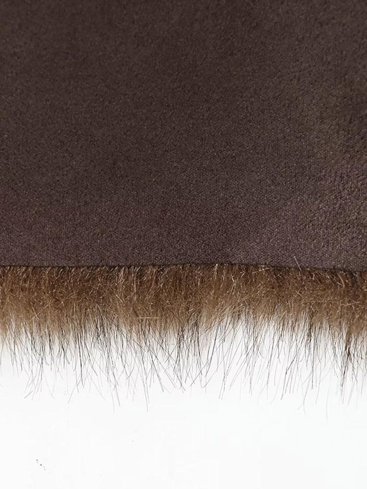 Women's Double-sided Winter Jacket Women's Synthetic Fur Suede Jacket Ladies' Warm Collar Button Top Brown Autumn and Winter