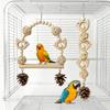 Holz Papageien Kauspielzeug | Schnabelpflege Zubehör Mit Zapfen & Rattankugeln, Vogel Schaukel & Kletterschnur Für Lovebirds, Wellensittiche Und Kleine Vögel