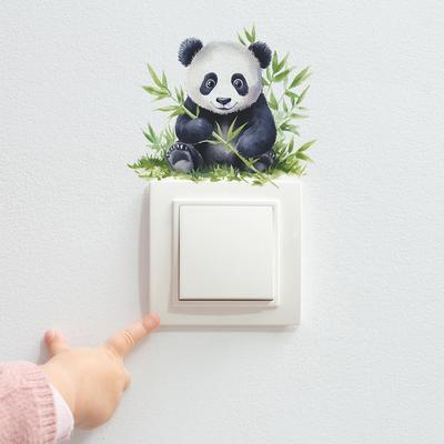 Cute Panda Bamboo Forest Switch Sticker Wall Sticker Self-Adhesive Removable Bedroom Hallway Dorm Home Decor