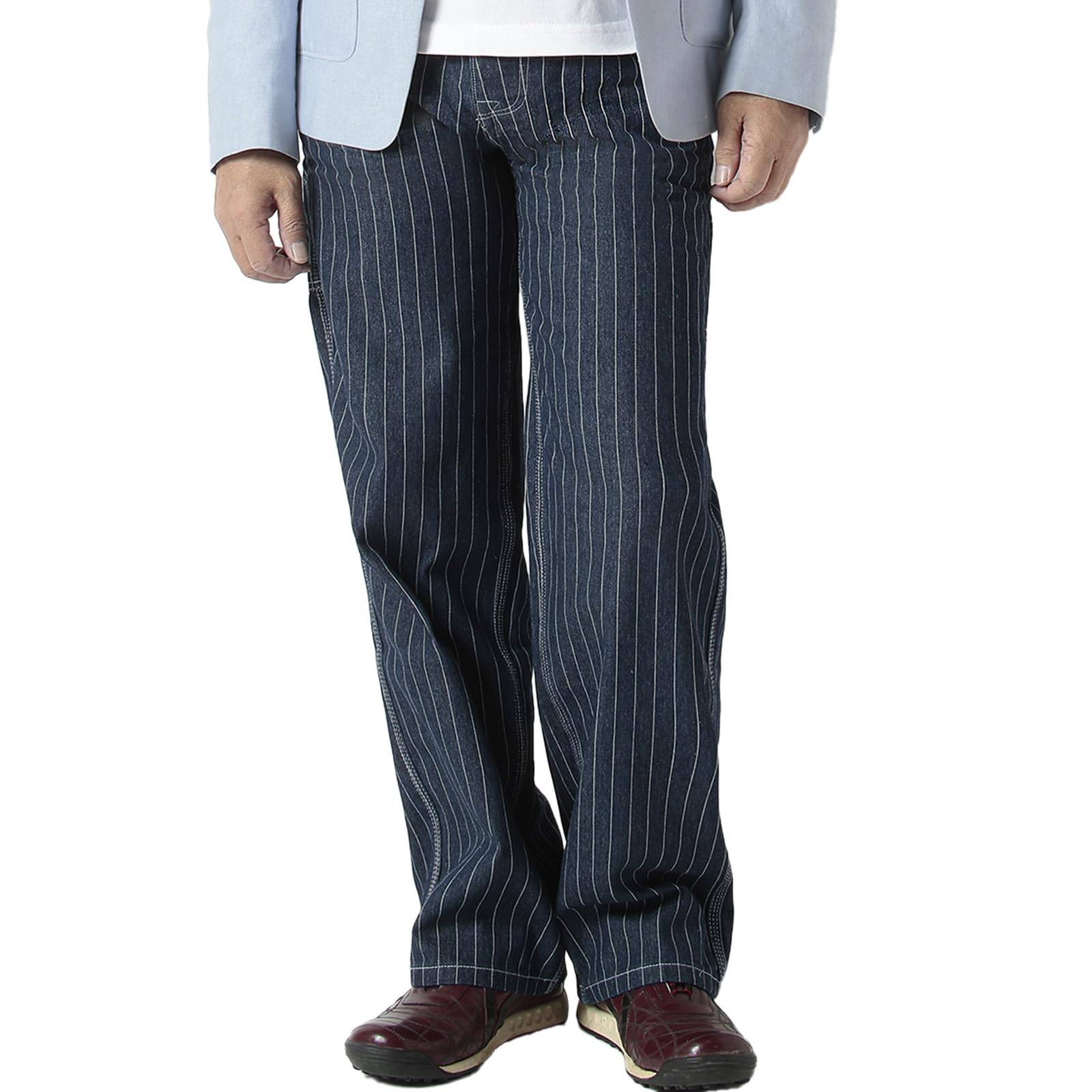 

YUMISHE Wabash Stripe Work Vintage Denim Casual Size XL Men s Pants, Style, Bottoms, Navy,