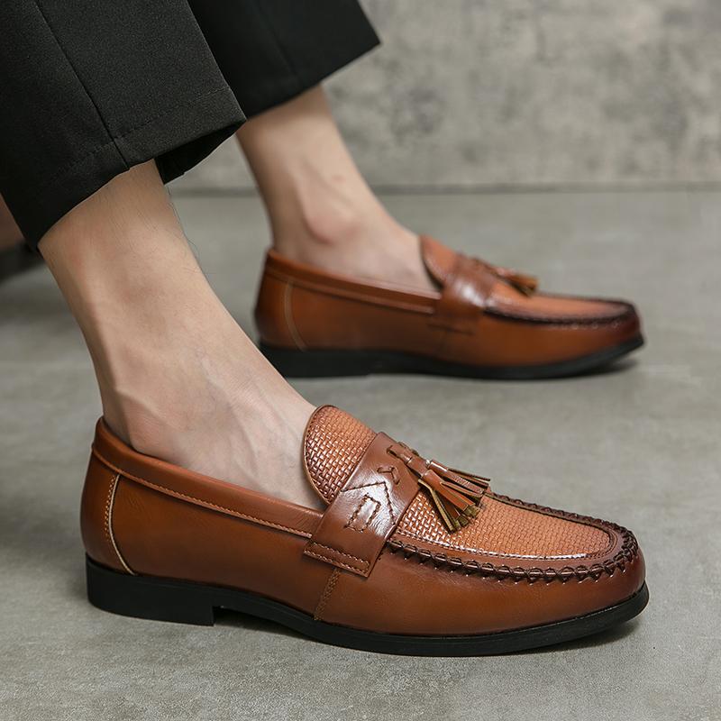 Fashion Trendy Mens Loafers Casual Leather Tassel Slip on Shoes  Male Work Office Driving Sneakers outdoors Comfortable Large 38-48